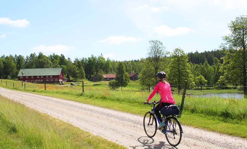 Cyklist på grusväg